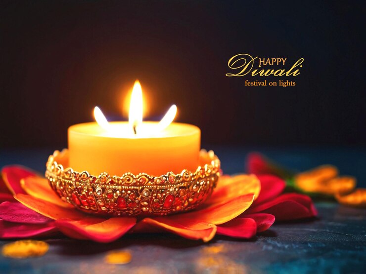 Hermoso fondo y tarjeta de felicitaciones para el festival de Diwali