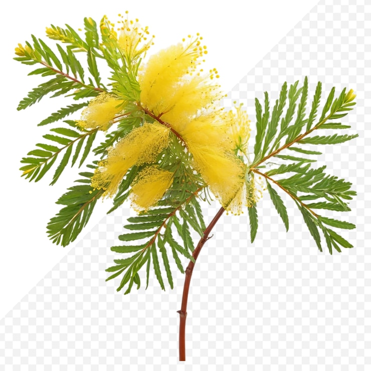 PSD un hermoso fondo transparente de la flor de la mimosa