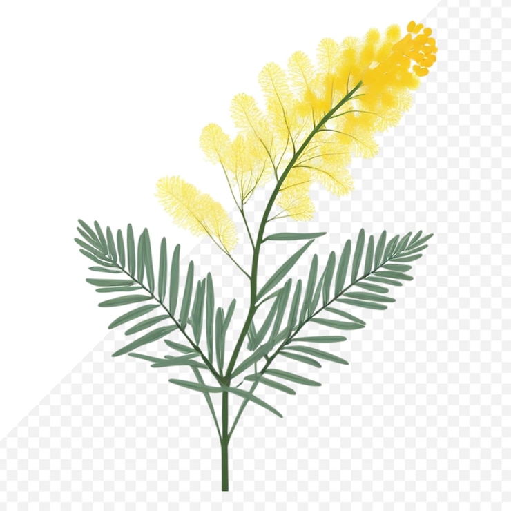 PSD un hermoso fondo transparente de la flor de la mimosa