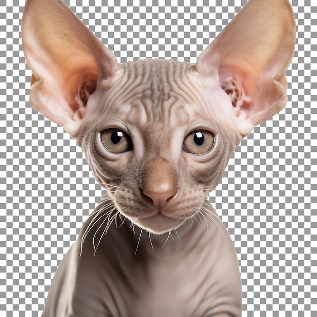 PSD hermoso gato peterbald aislado sobre fondo transparente