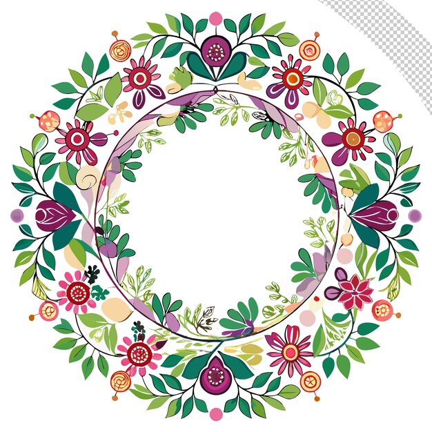 Hermoso marco circular floral aislado sobre fondo blanco con espacio de copia