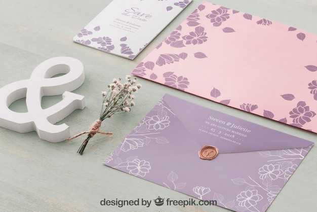 PSD hermoso mockup de boda