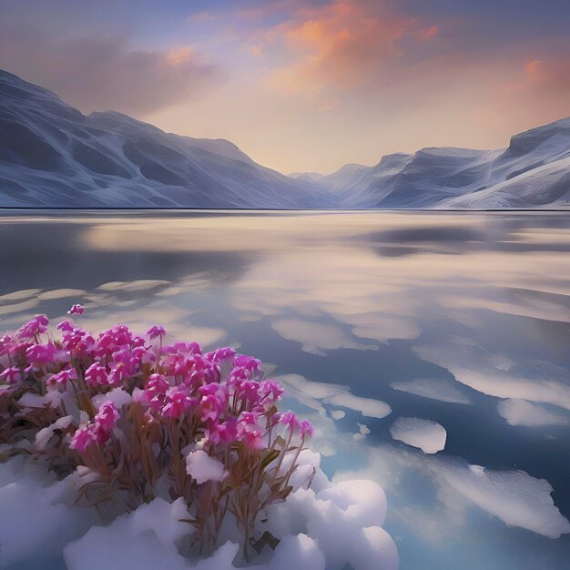 PSD hermoso paisaje de un lago congelado aigenerated