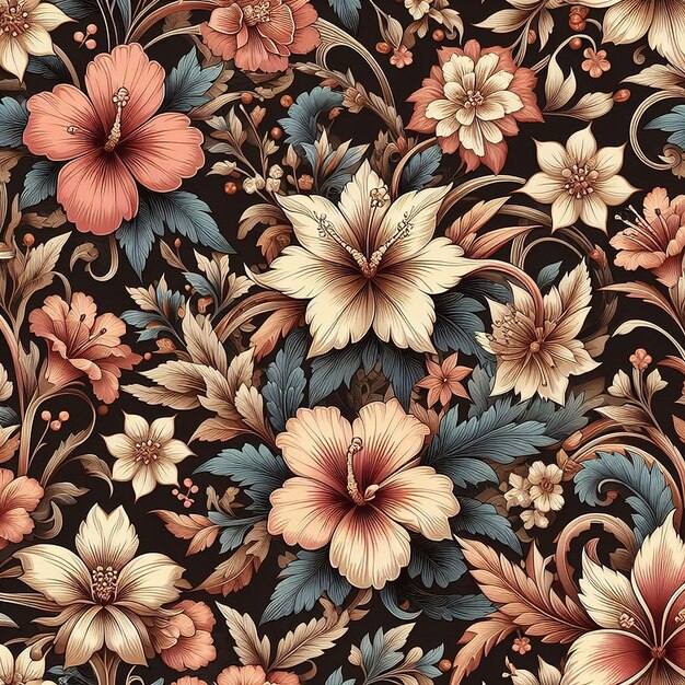Un hermoso patrón sin costuras de flores coloridas