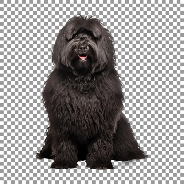 Hermoso perro de raza puli negro aislado sobre fondo transparente