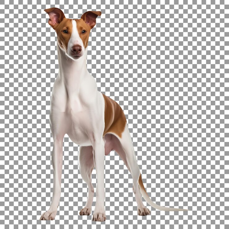 PSD hermoso perro sabueso ibicenco aislado sobre un fondo transparente