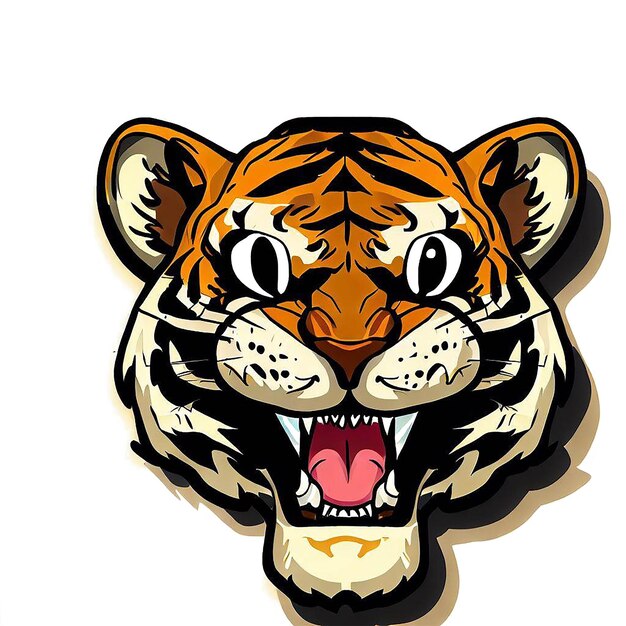 PSD hermoso retrato cara de tigre ai vector arte imagen de ilustración digital