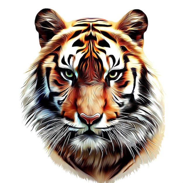 Hermoso retrato de una imagen de ilustración digital de arte vectorial de tigre ai