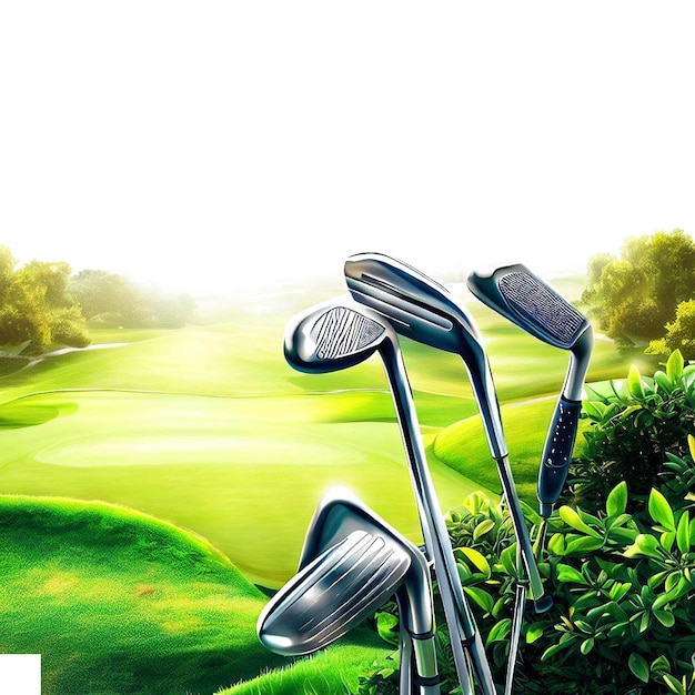 PSD hermoso retrato de un juego de golf, palos de golf, imagen de ilustración digital de arte vectorial de ai