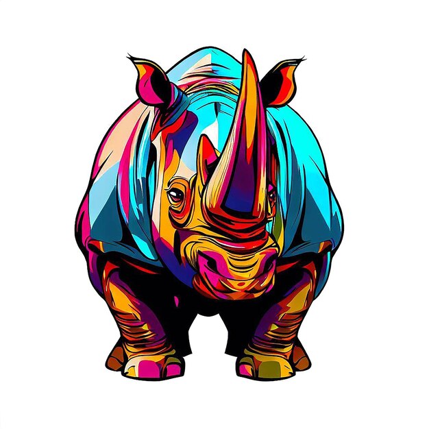 PSD hermoso retrato riendo rinoceronte rinoceronte icono ai vector arte imagen de ilustración digital