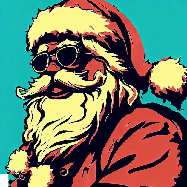 Hermoso retrato riendo santa claus ai imagen de ilustración digital de arte vectorial