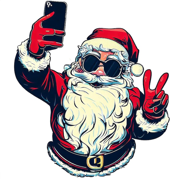 PSD hermoso retrato de selfie de santa claus riendo ai imagen de ilustración digital de arte vectorial