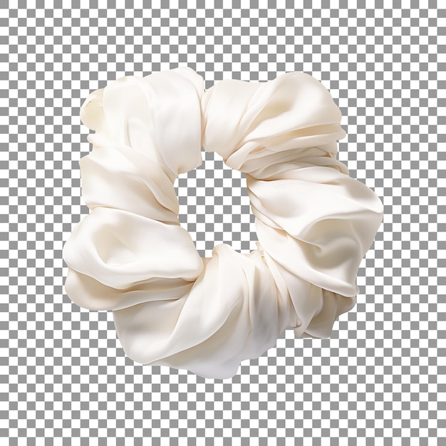 Hermoso scrunchie de seda blanca aislado sobre fondo transparente