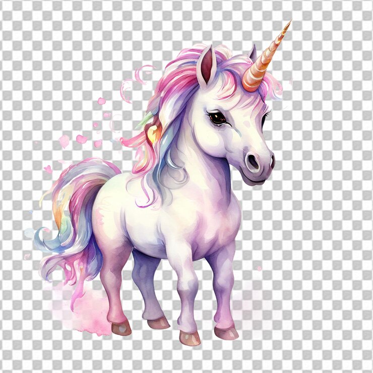 El hermoso unicornio sobre un fondo transparente