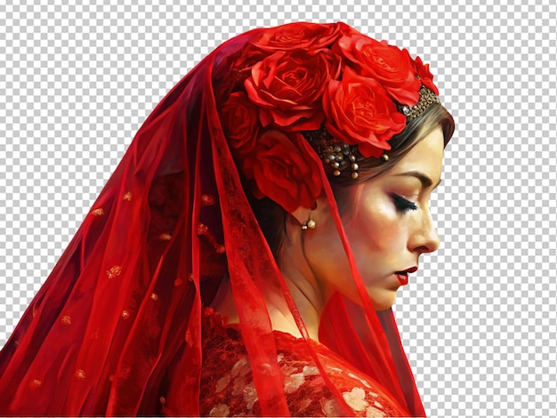 PSD hermoso velo de novia rojo