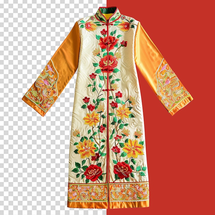 PSD hermosos ao dai bordados aislados en un fondo transparente png