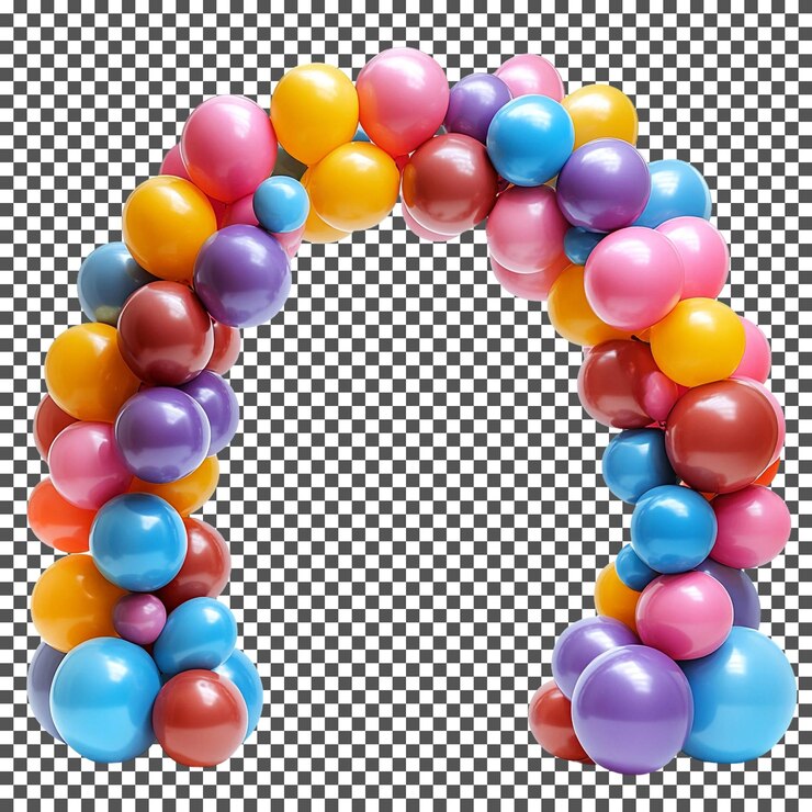 PSD hermosos arcos de globos de vacaciones aislados en un fondo transparente