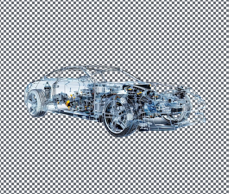 PSD hermosos coches cubiertos de cristal aislados sobre un fondo transparente