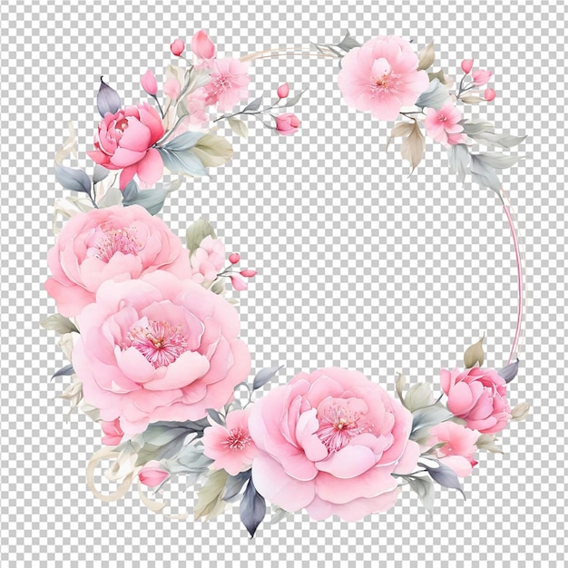 PSD hermosos diseños de cuadros redondos de flores en acuarela