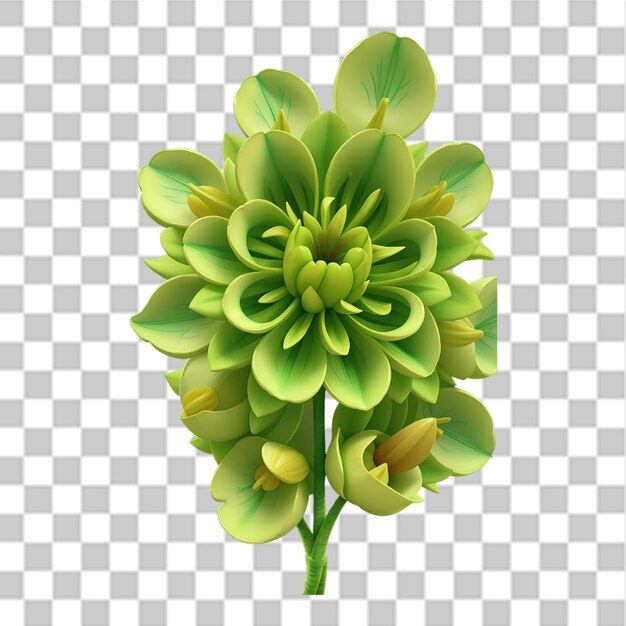 PSD hermosos diseños de una flor con fractal en un fondo transparente