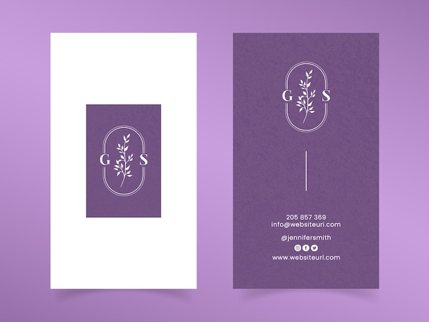 PSD hermosos diseños de plantillas de tarjetas de visita púrpuras