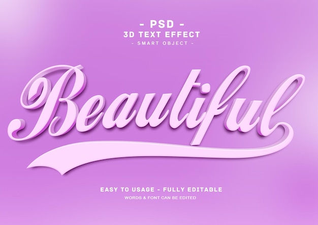 PSD hermosos efectos de estilo de texto púrpura en 3d