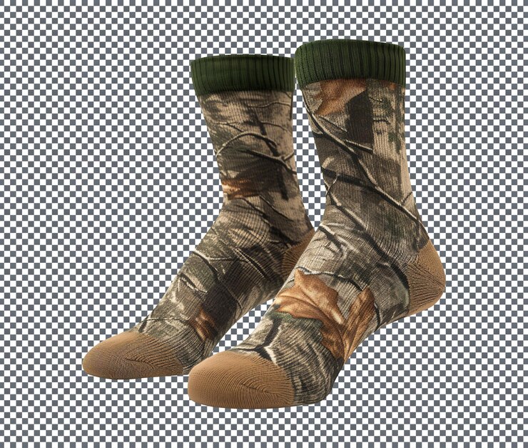 PSD hermosos y elegantes calcetines de caza aislados sobre un fondo transparente