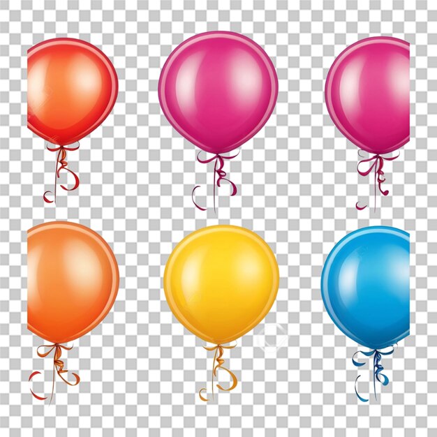 PSD hermosos globos de colores aislados con fondo transparente