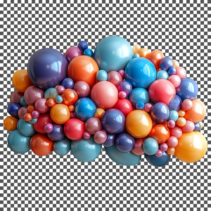 PSD hermosos globos flotantes aislados sobre un fondo transparente