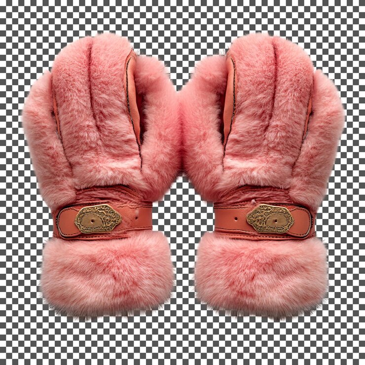 PSD hermosos guantes de piel artificial aislados sobre un fondo transparente