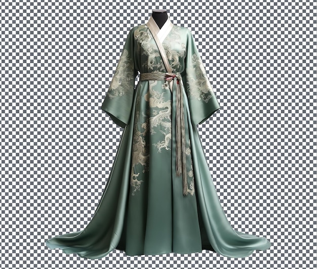 PSD hermosos hanfu con patrones de dragón aislados en un fondo transparente