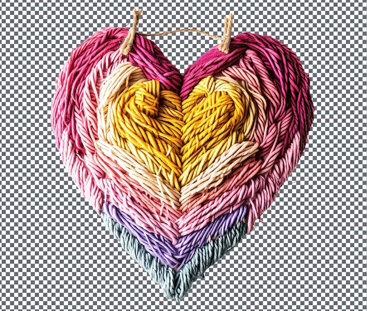 PSD hermosos hilos en forma de corazón aislados sobre un fondo transparente