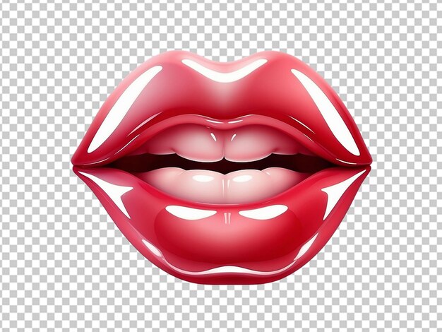 PSD hermosos labios femeninos con lápiz labial de brillo rojo brillante