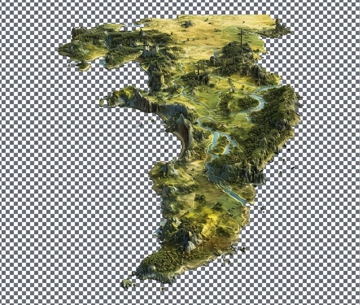 PSD hermosos mapas artísticos aislados en un fondo transparente