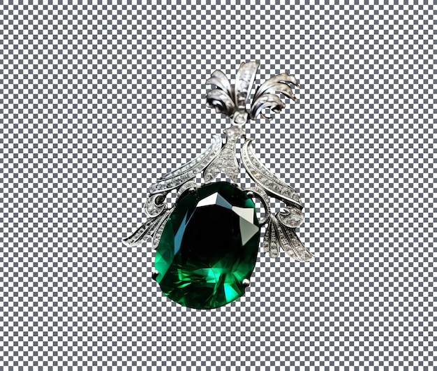 Hermosos pendientes de esmeralda de piedras preciosas aislados sobre un fondo transparente