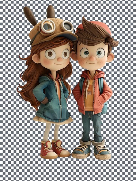 PSD hermosos pinos dipper y mabel aislados sobre un fondo transparente