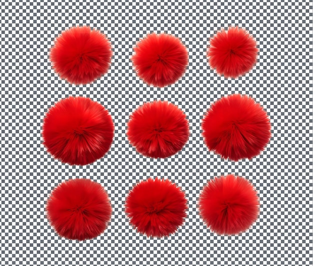 PSD hermosos pom poms rojos aislados sobre un fondo transparente