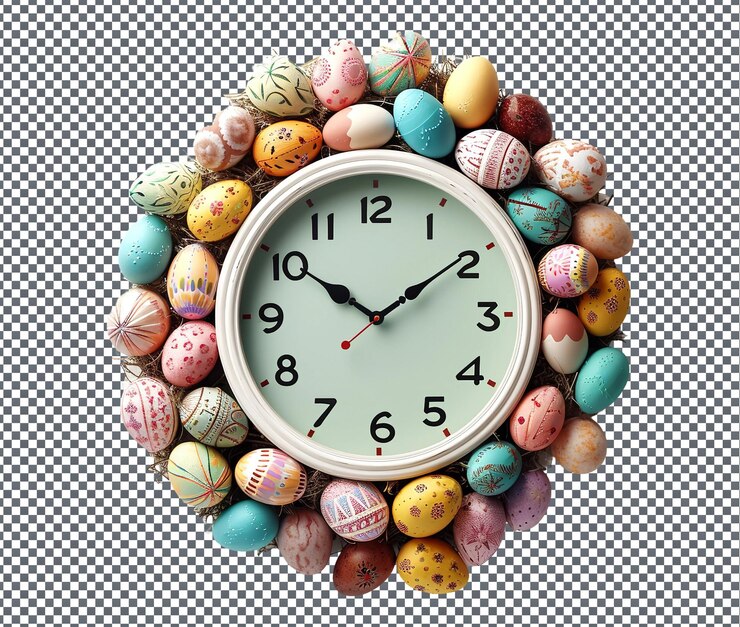 PSD hermosos relojes de pared con temas de pascua aislados sobre un fondo blanco
