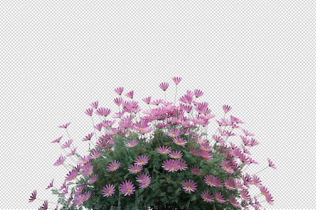 Hermosos varios tipos de flores en renderizado 3d