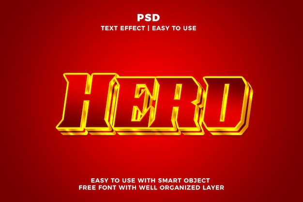 Hero 3d bearbeitbare Photoshop-Text-Effekt-Stil psd mit Hintergrund