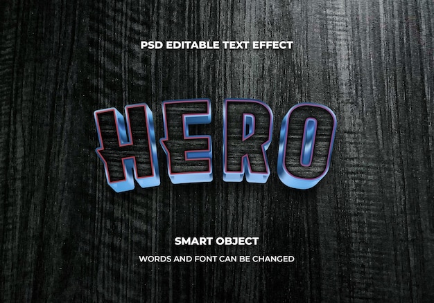 Hero 3d bearbeitbarer Texteffektstil