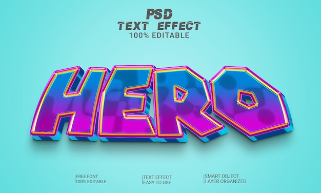 Hero 3d PSD-Datei mit bearbeitbarem Texteffektstil