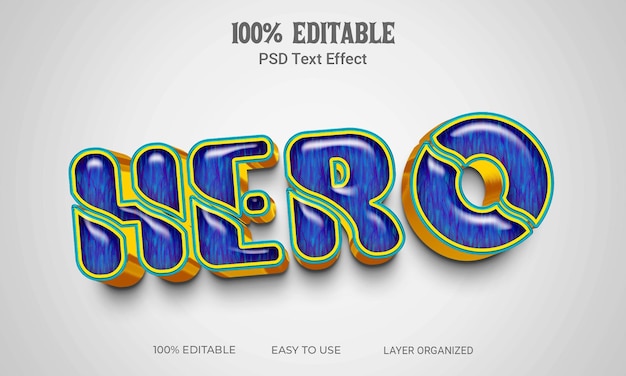 Hero 3D Text Effect Style Editierbare PSD-Datei