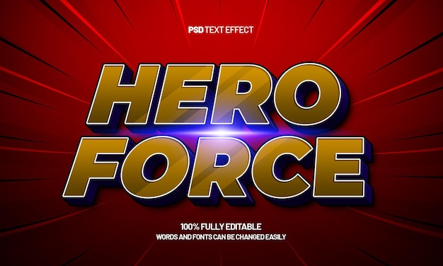 hero force editable text effect with a hero and super text effect