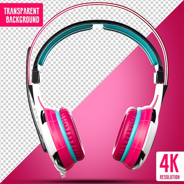 Hero Headphone Pink 3D-Rendering mit transparentem Hintergrund