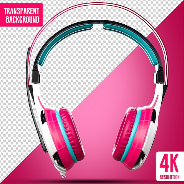 PSD hero headphone pink 3d-rendering mit transparentem hintergrund