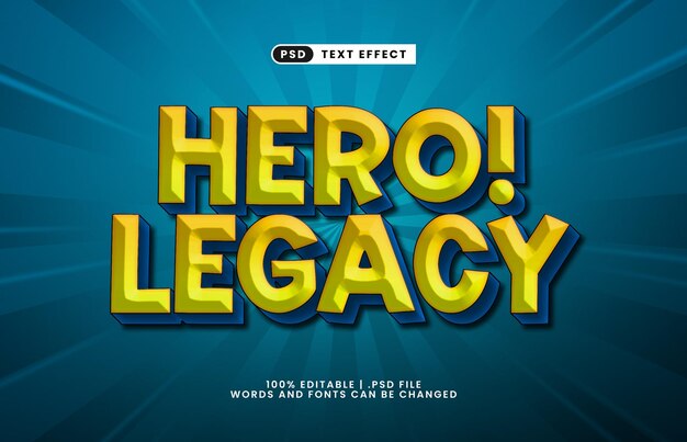 Hero Legacy redigierbarer Text-Effekt mit einem heroischen und mutigen Text-Stil