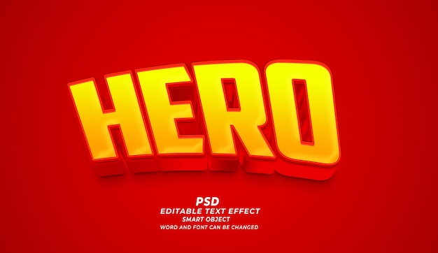 PSD hero psd 3d efeito de texto editável