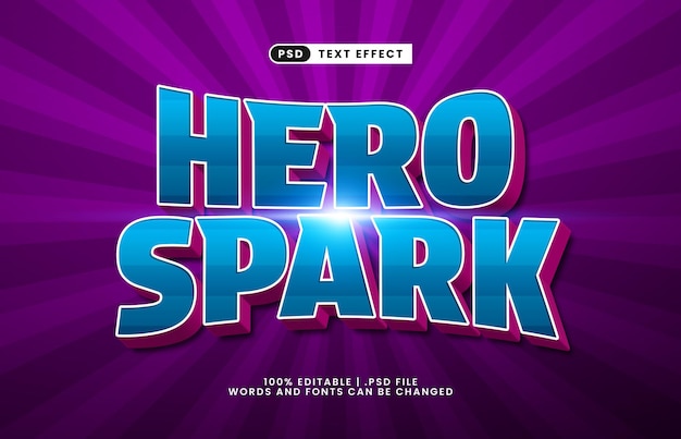hero spark editable text effect with a super and hero text effect
