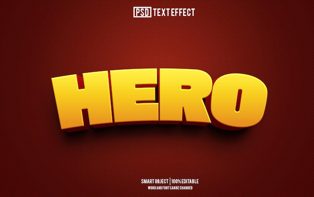 Hero-Text-Effekt-Schriftart bearbeitbare Typographie 3D-Text